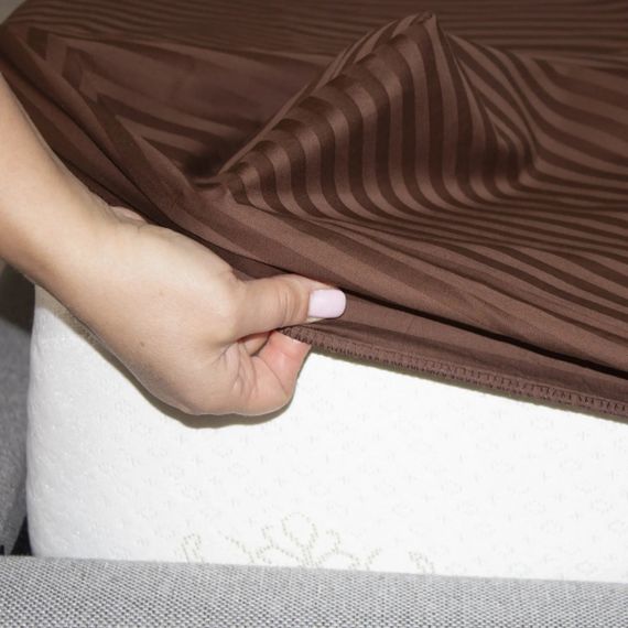 Простирадло-чохол на резинці полуторна ТЕП Сатин Chocolate 2-04799_34330 180х200 см шоколадна | Зображення 3