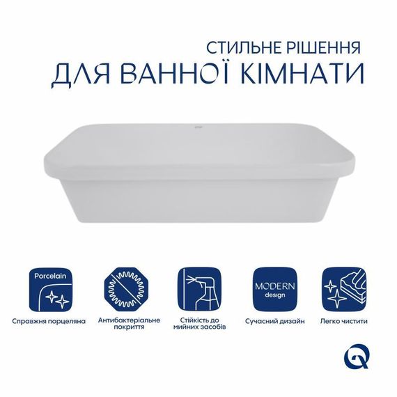 Комплект Qtap Scorpio: Раковина врізна прямокутна 615х390х150 мм White + Донний клапан PU02 | Зображення 2