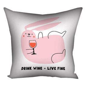 Подушка габардинова з принтом Drink wine. Live fine 40x40 (4P_23NY045)