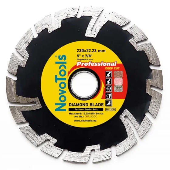 Диск алмазний d230мм*8*22,23мм Глибокий різ Professional NovoTools NovoAbrasive