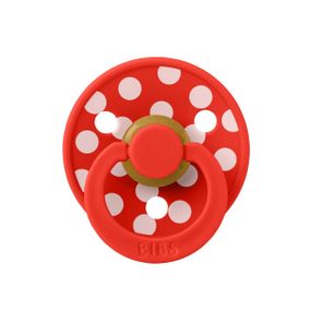 Соска пустушка BIBS Polka Colour Latex кругла 6-18 міс Candy Apple / Blossom