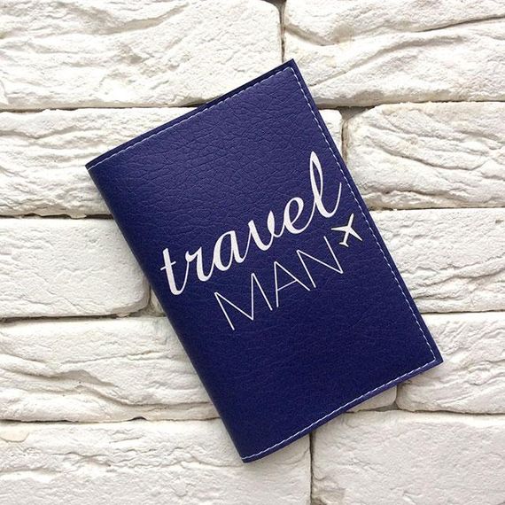 Обложка для паспорта Travel man 6 (синий)