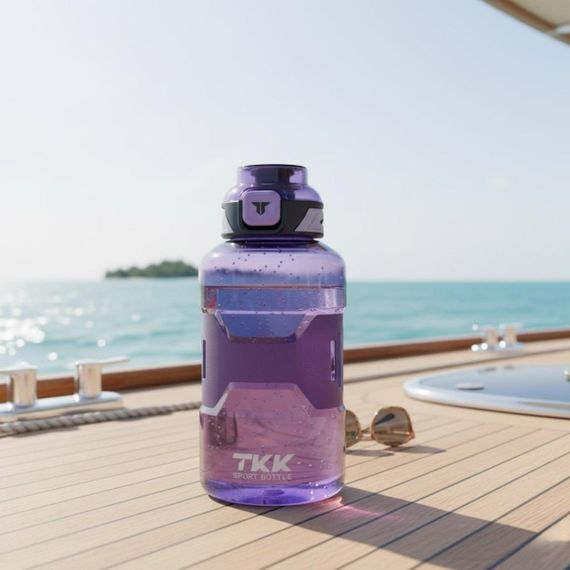 Спортивна пляшка TKK 1500 мл (1.5 л) — Фіолетова Tritan BPA-free, ударостійка еко-пляшка з антиковзкою вставкою | Зображення 8