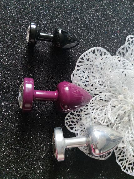 Анальна пробка M Diogol, з кристалом, срібна, металева | Зображення 2