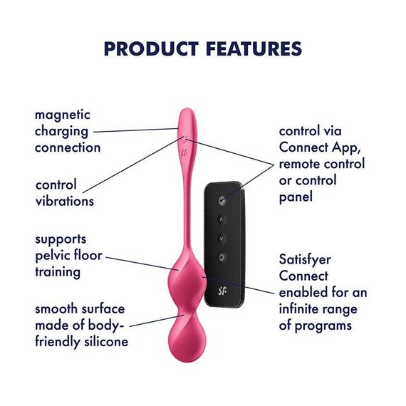 Вагінальні смарт-кульки з вібрацією Satisfyer Love Birds 2 Connect App Red, 86 г, пульт ДК sexstyle | Зображення 2
