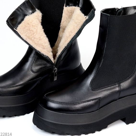 Ефектні шкіряні черевики челсі на потовщеній підошві сезон зима