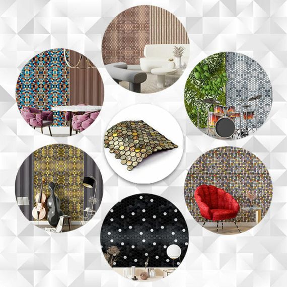 Самоклеющаяся алюминиевая плитка 300х300х3мм Золотая чешуя SW-00001934 | Зображення 5