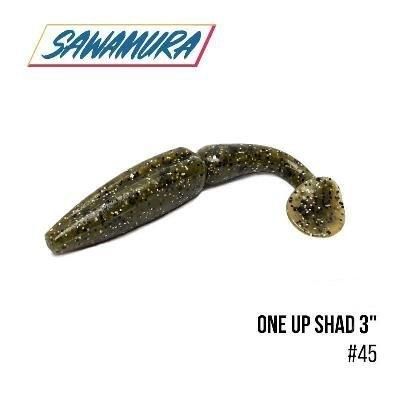 Силикон рыболовный, Съедобный силикон, Виброхвост Sawamura One'Up Shad  3" 7шт. 045