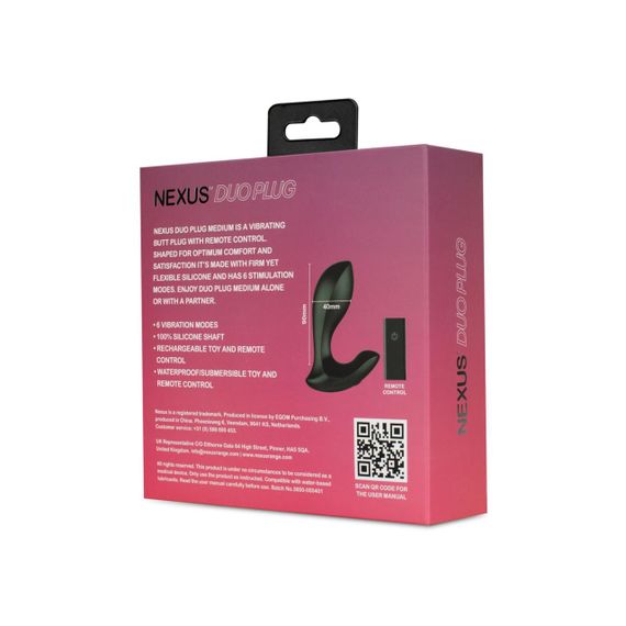 Анальна вібропробка Nexus DUO Plug Medium, пульт ДК Sex Aura | Зображення 3