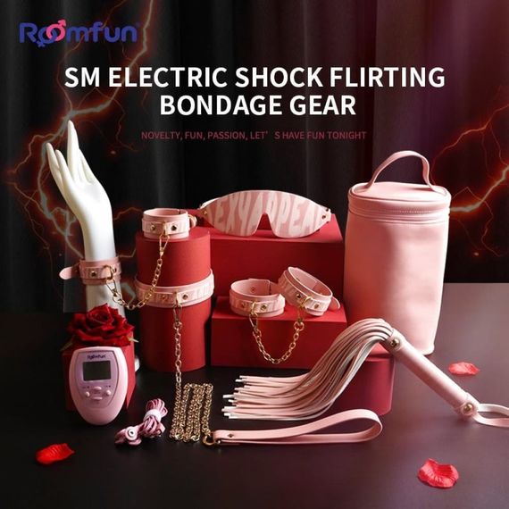 Набор БДСМ с электростимуляцией Roomfun Bondage Gear With Massager розовый sexstyle | Зображення 1