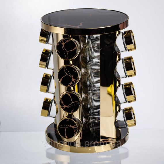 Карусель для спецій 16 баночок по 100 мл чорний мармур HP-1370 | Зображення 4