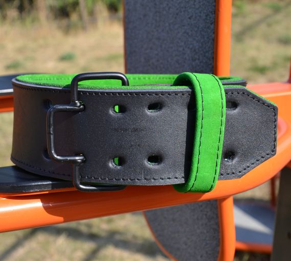 Пояс для важкої атлетики MadMax MFB-302 Quick Release Belt  шкіряний Black/Green XL | Зображення 3