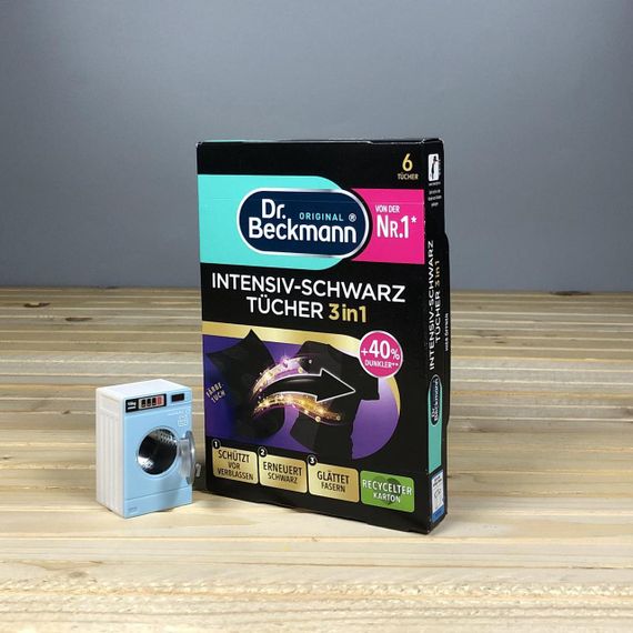Серветки для чорного прання Dr. Beckmann 3в1 Intensiv-Schwarz – 6 шт, відновлення кольору, Німеччина
