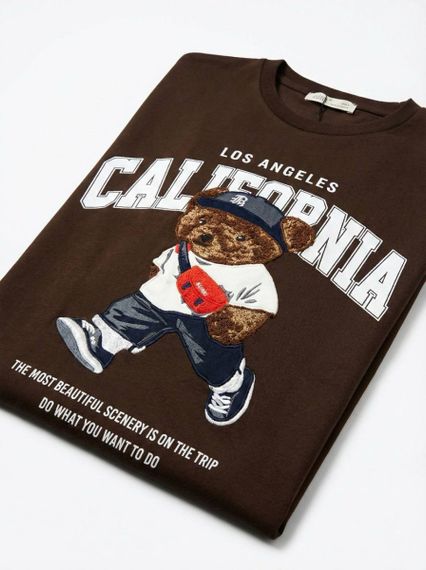 Футболка жіноча тай-дай з принтом California 20379 S коричнева | Зображення 1