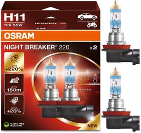 Лампа OSRAM H11 60/55W 12V PGJ19-2 NIGHT BREAKER +220% 64211NB220-FS