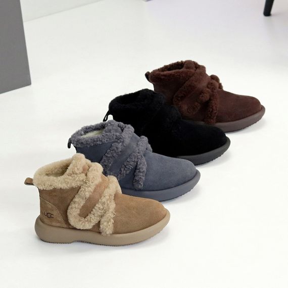 Удобные теплые замшевые зимние шоколадные ботинки на липучке | Зображення 9