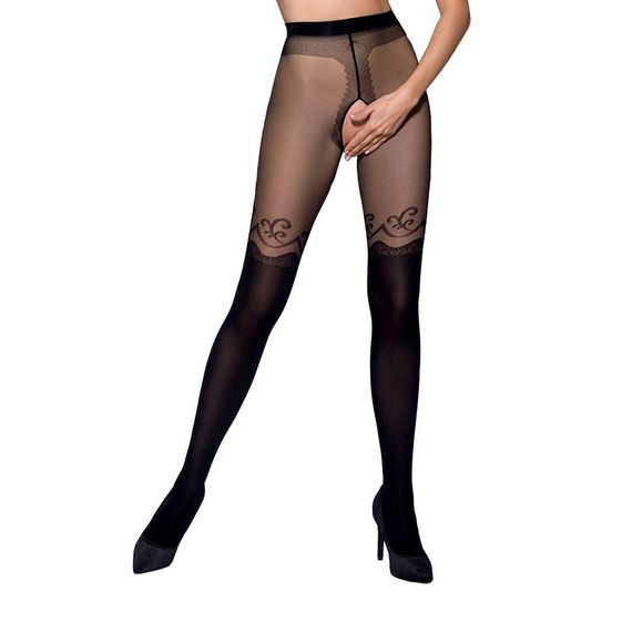 Колготки з відкритим доступом, подвійна щільність TIOPEN 012 black (20/40 den) — Passion, 1/2