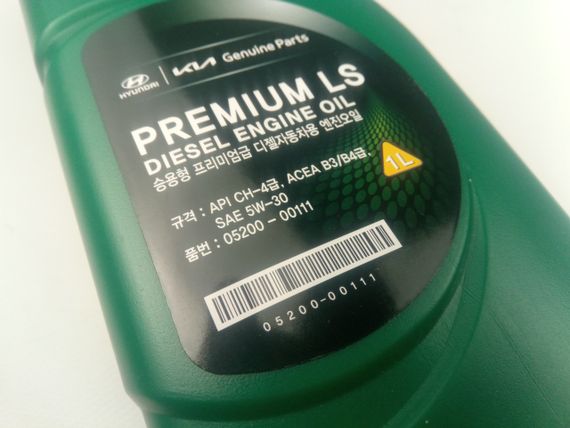 Олива моторна 5W-30 напівсентетична HYUNDAI Premium LS Diesell 1 л (05200-00111) (05200000111) | Зображення 3