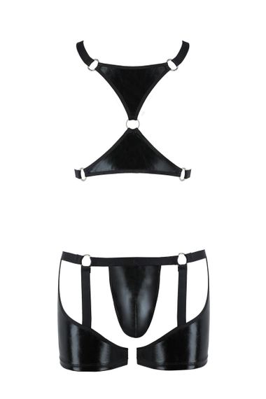 Комплект еротичної чоловічої білизни Passion 047 SET JOHN S/M Black, труси, портупея sexstyle | Зображення 2