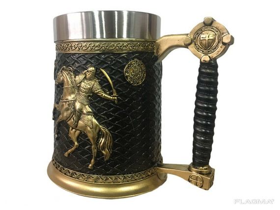 Кружка Чашка 3D Skull Mug Череп Пивная кружка Рыцарь на коне 3D Рыцарь Крестоносец | Зображення 1