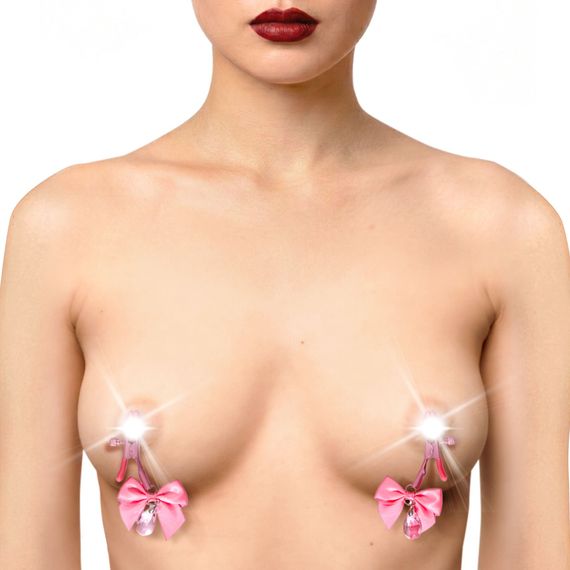 Затискачі для сосків з регулюванням Art of Sex - Flirty Bow, колір рожевий | Зображення 1