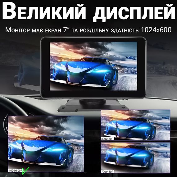 Автомобильный мультимедийный монитор 7" дюймов с сенсорным экраном Podofo A3429, с поддержкой CarPlay/Android Auto, Bluetooth, FM, GPS | Зображення 5