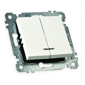 Механізм вимикача 2 кл, 10 А, зі світловим індикатором, RITA, Mutlusan, білий, (арт.47-00-61)