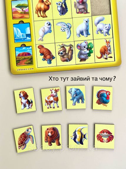 Дерев'яний дитячий сортер асоціації Ubumblebees Хто де живе, гра-вкладиш Тварини | Зображення 8