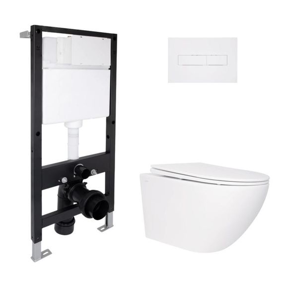 Готовое решение Qtap для ванной комнаты: подвесной унитаз Jay Rimless 520x360x320 + комплект инсталляции Standard (линейная