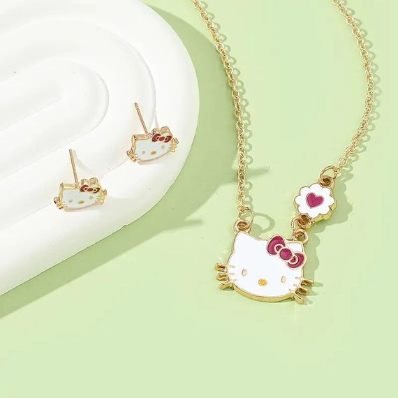 Кулон на цепочке с кошкой Hello Kitty Хелоу Китти милый и элегантный аксессуар 1.6 см | Зображення 1