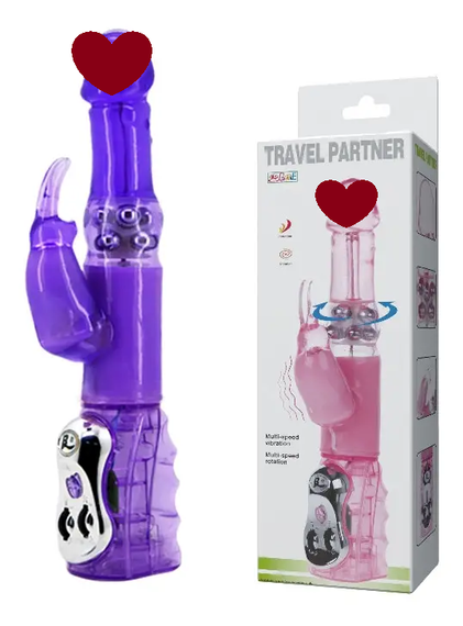 Вібратор із стимулятором клітора та функцією ротації BAILE - TRAVEL PARTNER Purple, BW-020236R Sex Aura