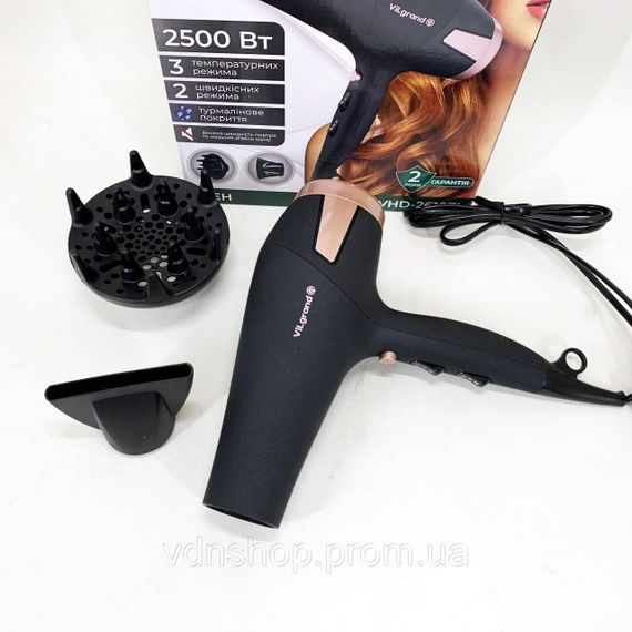 Мощный универсальный фен Vilgrand VHD 2610TI 2500 Вт, Фен для объемной укладки для дома и салона TF-26 | Зображення 9