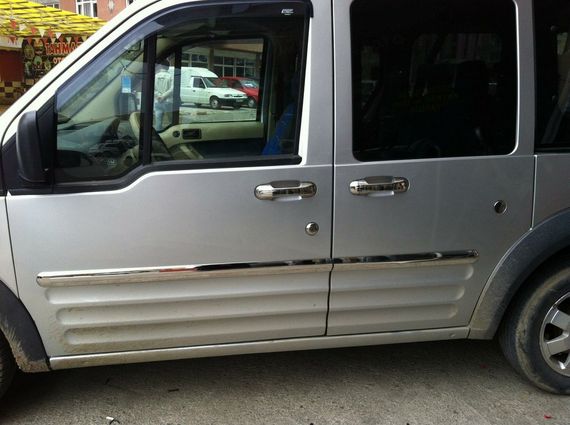 Молдинги на двери (4 шт, нерж.) Длинная, Carmos - Турецкая сталь для Ford Connect 2006-2009 гг | Зображення 2