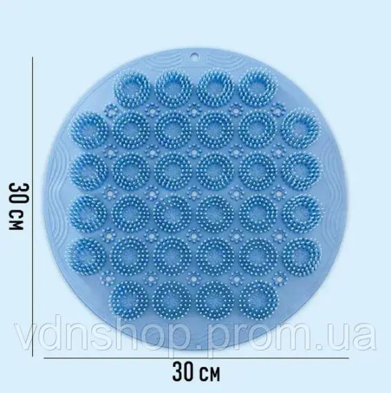 Кругла силіконова щітка - мочалка на присосках на стіну у ванну/душ Massage foot rad масажний протиковзкий килимок для ніг | Зображення 5