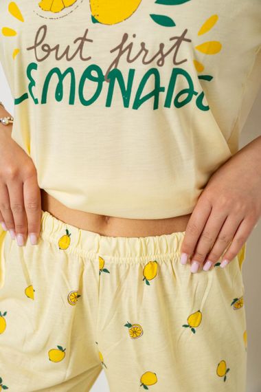 Пижама женская с принтом  -уценка, цвет желтый, 243R7054-U-1 | Зображення 4