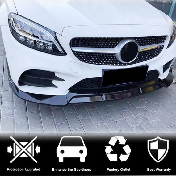 Накладка на передній бампер Lip (для AMG-Line, Карбон) для Mercedes C-class W206 2022- рр | Зображення 1