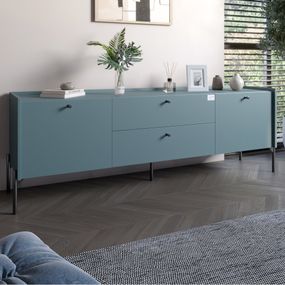 Тумба під телевізор з шухлядами LION Wood з чорними ніжками 180х50х40 см Граніт сірий (LION-043125)