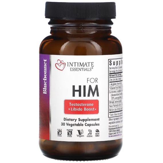 Тестостероновий комплекс Bluebonnet Nutrition Intimate Essentials For Him Testosterone & Libido Boost 30 Veg Caps | Зображення 1