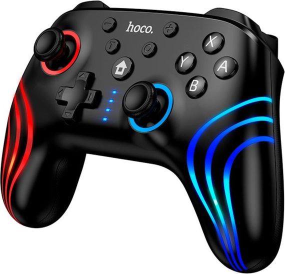 Геймпад Hoco GA2 универсальный Bluetooth / проводной контроллер 6-Axis, RGB, с вибрацией, для Switch 1/2, Windows - Black | Зображення 2