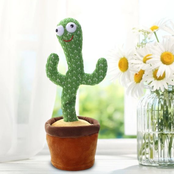 Танцюючий кактус співаючий пісні з підсвічуванням Dancing Cactus TikTok іграшка Повторюшка кактус зелений EL-2323 | Зображення 4