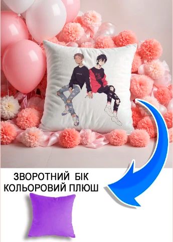 Подушка плюшева Мерч Крафт Дизайн з принтом аніме Voltron klance бузковий плюш квадратна 33х33 см