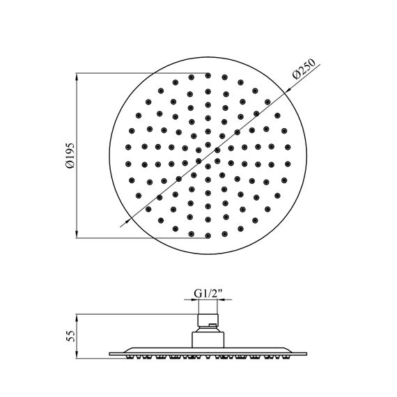 Лейка для верхнего душа Kroner KRP Edelstahl Klassisch - ESG703-25 (CV022951) | Зображення 1