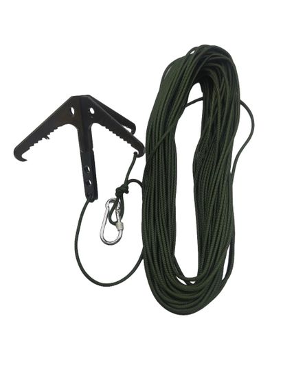 Гачок кішка сталь з шнуром паракорд 15м Вид 2 Olive green хакі М&М (214099) | Зображення 1