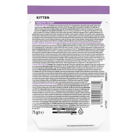 Вологий корм Purina Pro Plan Kitten Healthy Start для кошенят шматочки в паштеті з індичкою  30шт*75 г | Зображення 2