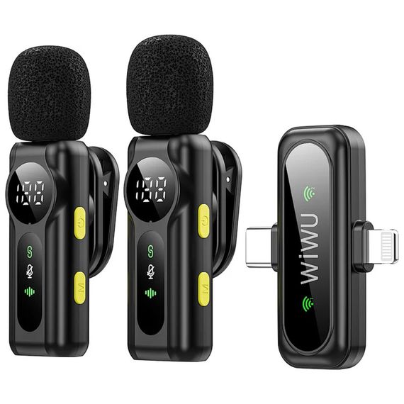 Петличный беспроводной микрофон WIWU WM007 Dual-mic (Lightning/Type-C) Black | Зображення 4