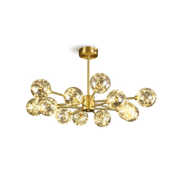 Люстра світлодіодна стельова LED світильник для квартири на стелю лед 26372 Латунь 42-72х110х110 см. | Зображення 1