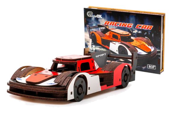 Конструктор Puz-01037 "Racing Car" Порше дерев'яний, 146 дет., розмір моделі 22х9х5 см PuzzleOk