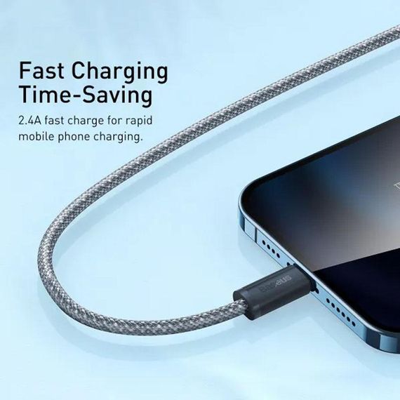 Дата кабель Baseus Dynamic Series USB to Lightning 2.4A (2m) (CALD00050) Slate Gray | Зображення 1