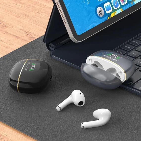 Беспроводные наушники BOROFONE BW30 Cheerful true wireless BT headset Bright Metal Gray | Зображення 3