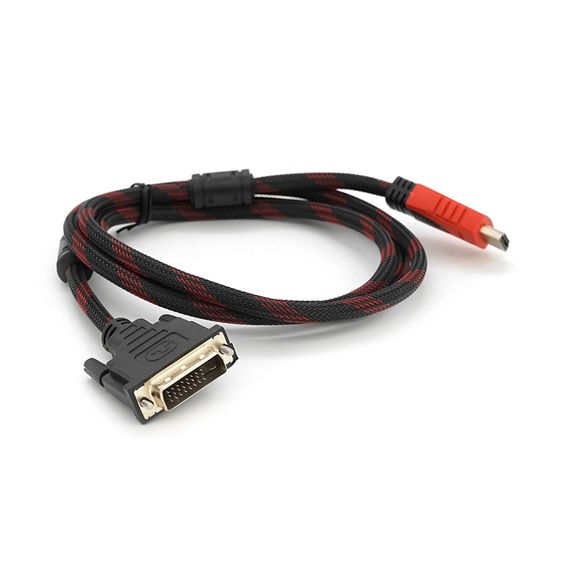 Кабель HDMI (тато) -DVI (тато) 1,5 метра 2 фериту обплетення круглий Пакет, Q150 | Зображення 1